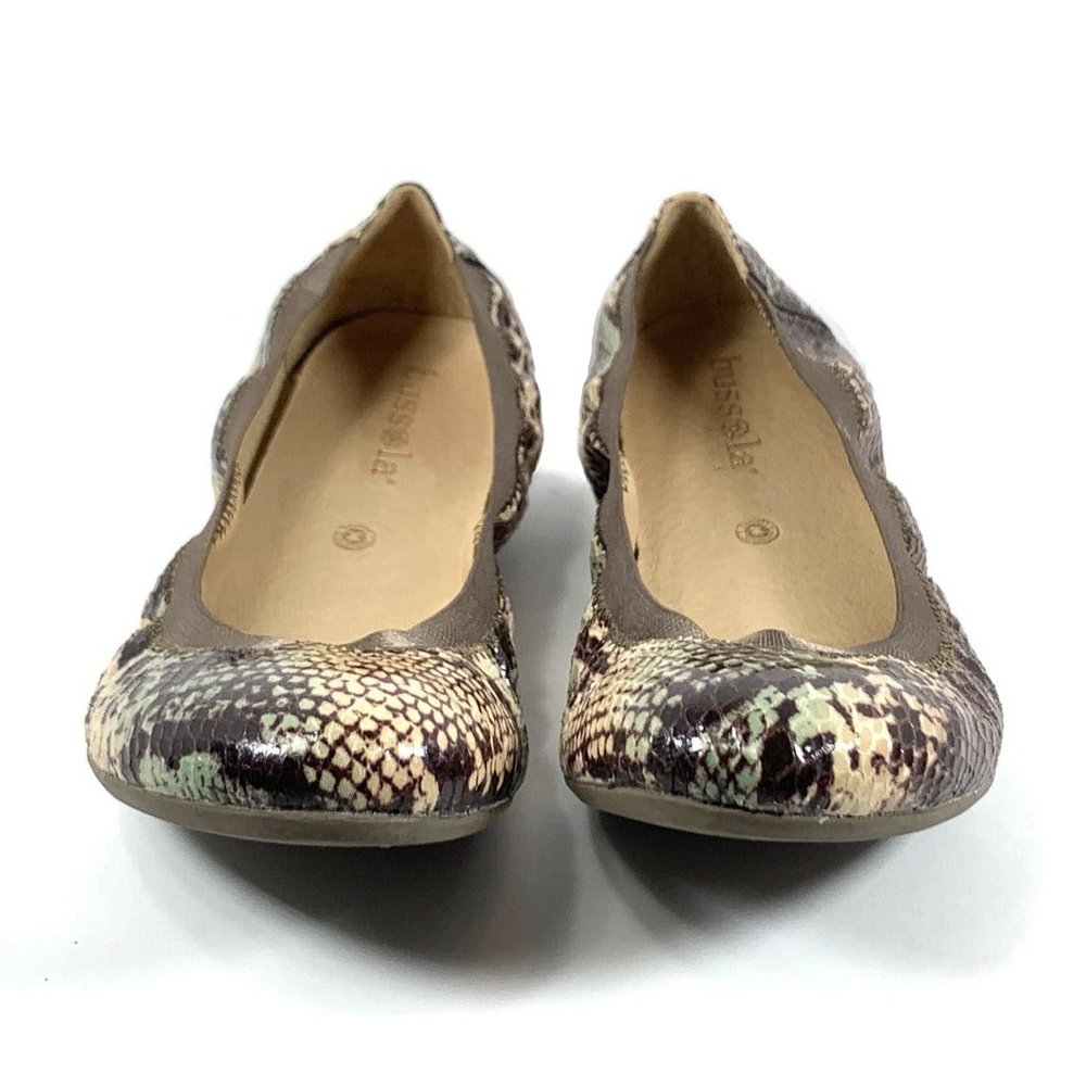 NEW Bussola Women Vassa Pitone Earth Leather Snakeskin Print Ballet Comfort Flat - Picture 2 of 6